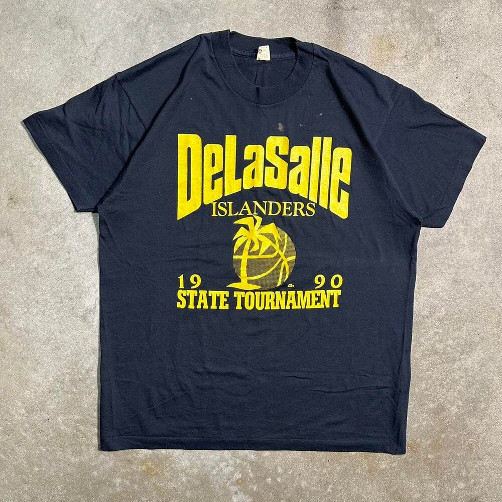 Screen Stars Black T‑Shirt with Yellow DeLaSalle Islanders Print